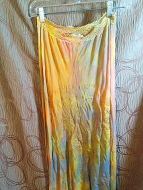 The People of the Labyrinths Pastel Silk Tie-Dye Lace-Trim Dress